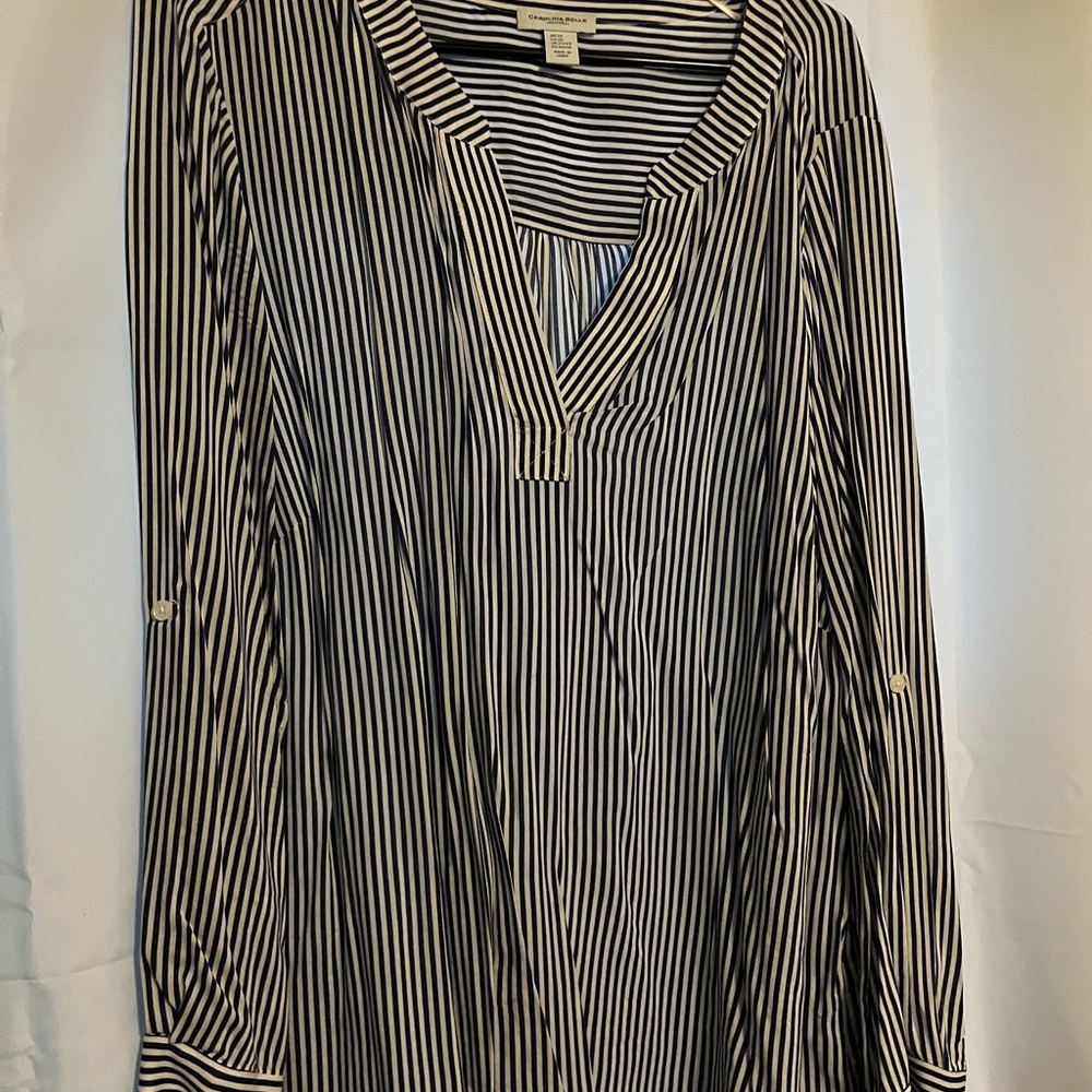 Blue and white pin striped blouse